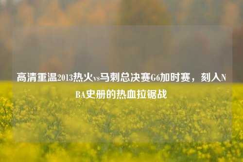 高清重温2013热火vs马刺总决赛G6加时赛,刻入NBA史册的热血拉锯战