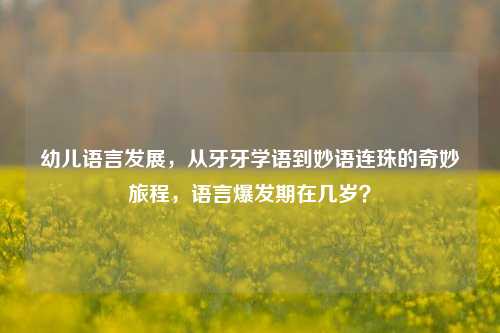 幼儿语言发展,从牙牙学语到妙语连珠的奇妙旅程,语言爆发期在几岁?