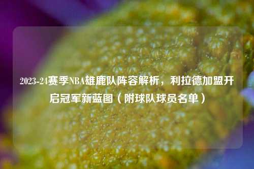2023-24赛季NBA雄鹿队阵容解析,利拉德加盟开启冠军新蓝图(附球队球员名单)