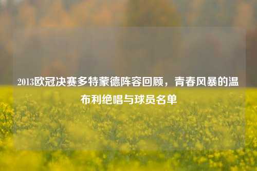 2013欧冠决赛多特蒙德阵容回顾,青春风暴的温布利绝唱与球员名单