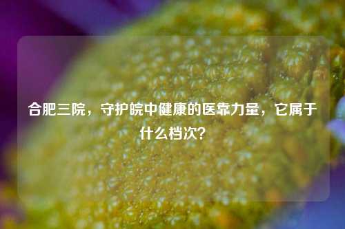 合肥三院,守护皖中健康的医靠力量,它属于什么档次?