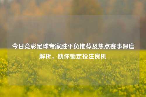 今日竞彩足球专家胜平负推荐及焦点赛事深度解析,助你锁定投注良机