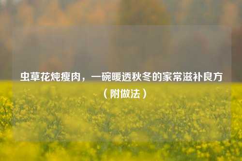 虫草花炖瘦肉,一碗暖透秋冬的家常滋补良方(附做法)