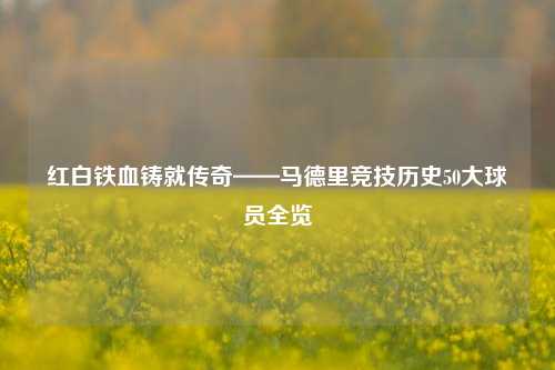 红白铁血铸就传奇——马德里竞技历史50大球员全览