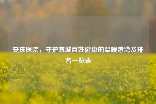 安庆医院,守护宜城百姓健康的温暖港湾及排名一览表
