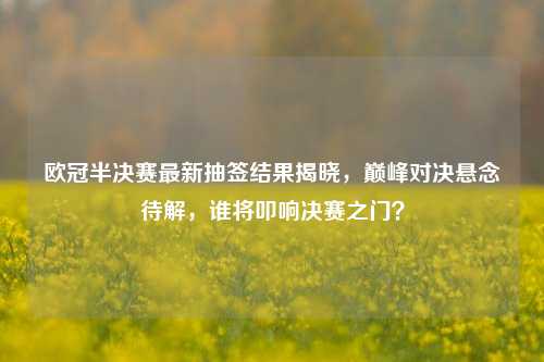 欧冠半决赛最新抽签结果揭晓,巅峰对决悬念待解,谁将叩响决赛之门?