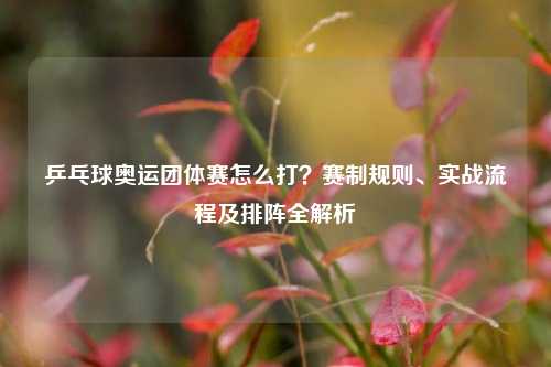 乒乓球奥运团体赛怎么打?赛制规则、实战流程及排阵全解析