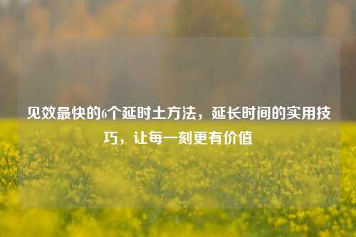 见效最快的6个延时土 ,延长时间的实用技巧,让每一刻更有价值