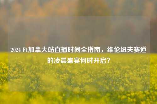 2024 F1加拿大站直播时间全指南,维伦纽夫赛道的凌晨盛宴何时开启?