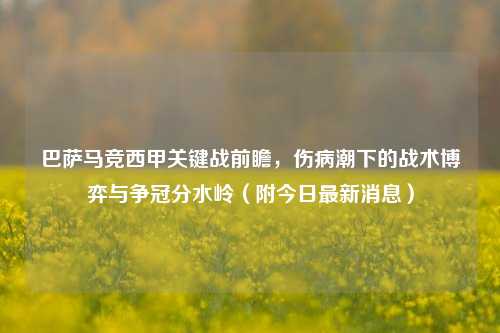 巴萨马竞西甲关键战前瞻,伤病潮下的战术博弈与争冠分水岭(附今日最新消息)