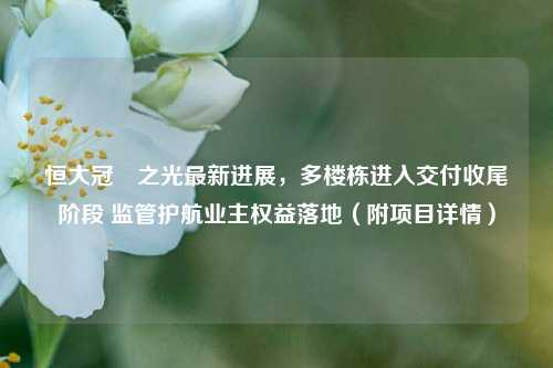恒大冠珺之光最新进展,多楼栋进入交付收尾阶段 监管护航业 益落地(附项目详情)