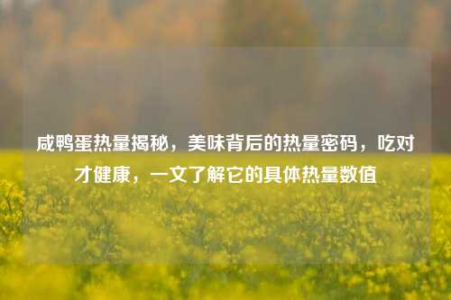 咸鸭蛋热量揭秘,美味背后的热量密码,吃对才健康,一文了解它的具体热量数值