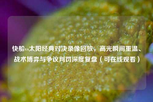 快船vs太阳经典对决录像回放,高光瞬间重温、战术博弈与争议判罚深度复盘(可在线观看)