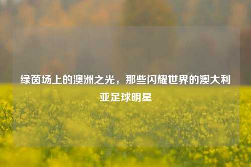 绿茵场上的澳洲之光,那些闪耀世界的澳大利亚足球明星