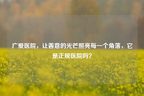 广爱医院,让善意的光芒照亮每一个角落,它是正规医院吗?