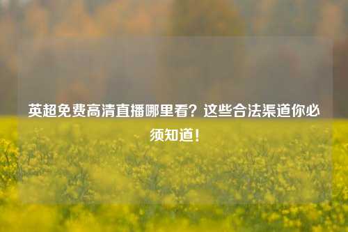 英超免费高清直播哪里看?这些合法渠道你必须知道!