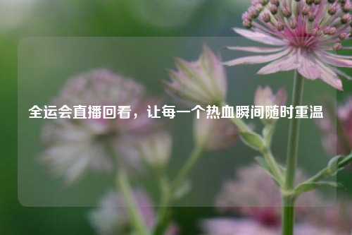 全运会直播回看,让每一个热血瞬间随时重温