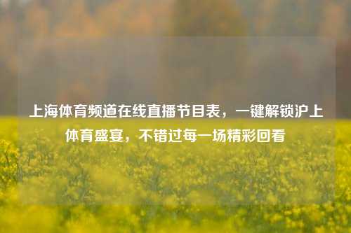 上海体育频道在线直播节目表,一键解锁沪上体育盛宴,不错过每一场精彩回看