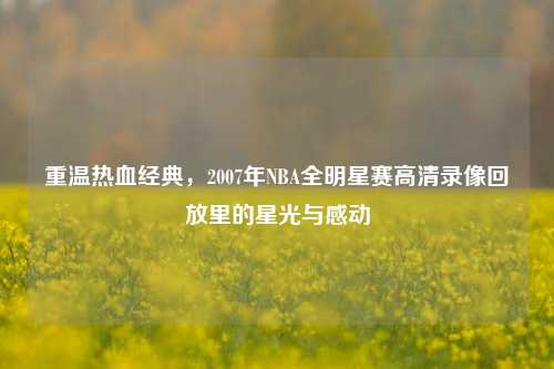 重温热血经典,2007年NBA全明星赛高清录像回放里的星光与感动