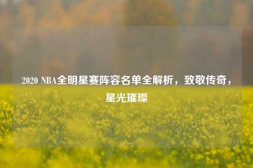 2020 NBA全明星赛阵容名单全解析,致敬传奇,星光璀璨