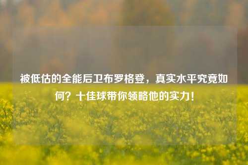 被低估的全能后卫布罗格登,真实水平究竟如何?十佳球带你领略他的实力!