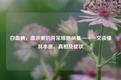 白血病,血液里的异常细胞风暴——一文读懂其本质、真相及症状