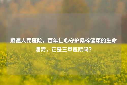 顺德人民医院,百年仁心守护桑梓健康的生命港湾,它是三甲医院吗?