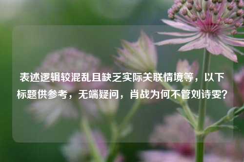 表述逻辑较混乱且缺乏实际关联情境等,以下标题供参考,无端疑问,肖战为何不管刘诗雯?