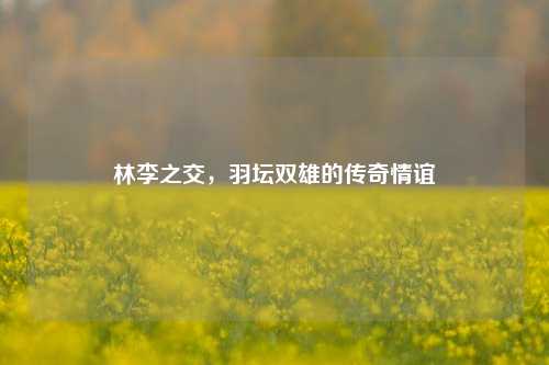 林李之交,羽坛双雄的传奇情谊