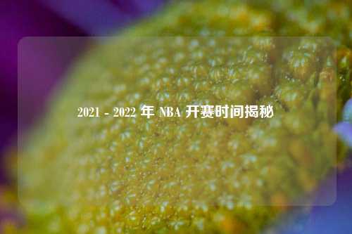2021 - 2022 年 NBA 开赛时间揭秘