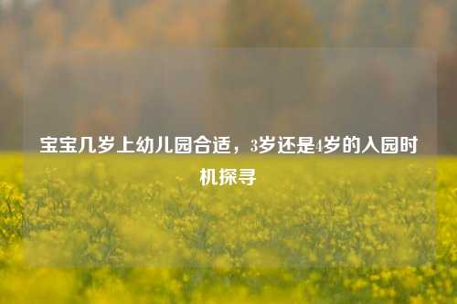 宝宝几岁上幼儿园合适,3岁还是4岁的入园时机探寻
