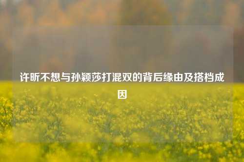 许昕不想与孙颖莎打混双的背后缘由及搭档成因