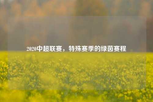 2020中超联赛,特殊赛季的绿茵赛程