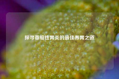 探寻萎缩性胃炎的更佳养胃之道