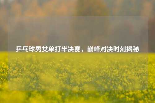 乒乓球男女单打半决赛,巅峰对决时刻揭秘