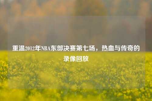 重温2012年NBA东部决赛第七场,热血与传奇的录像回放