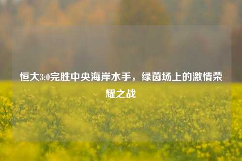 恒大3:0完胜中央海岸水手,绿茵场上的 荣耀之战