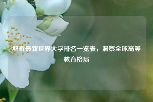 解析最新世界大学排名一览表,洞察全球高等教育格局