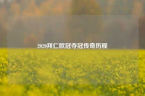 2020拜仁欧冠夺冠传奇历程