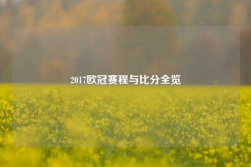 2017欧冠赛程与比分全览