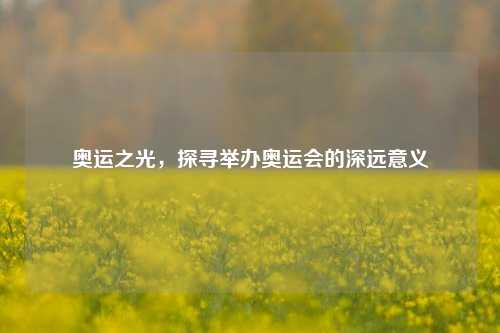 奥运之光,探寻举办奥运会的深远意义