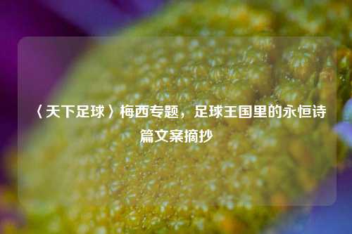 〈天下足球〉梅西专题,足球王国里的永恒诗篇文案摘抄