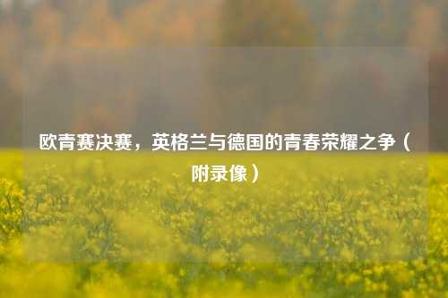 欧青赛决赛,英格兰与德国的青春荣耀之争(附录像)